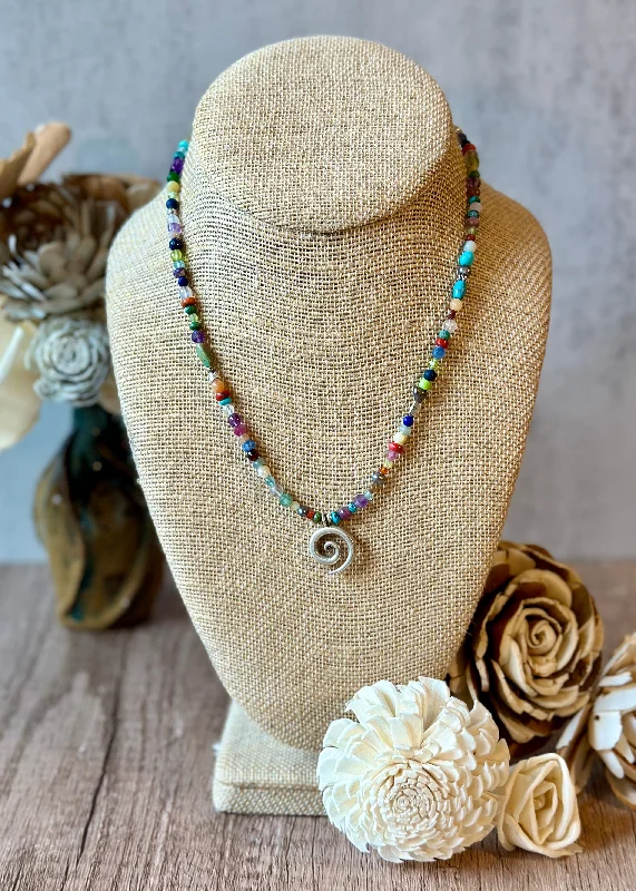 hand-made necklaces for women -Rainbow Spiral Necklace