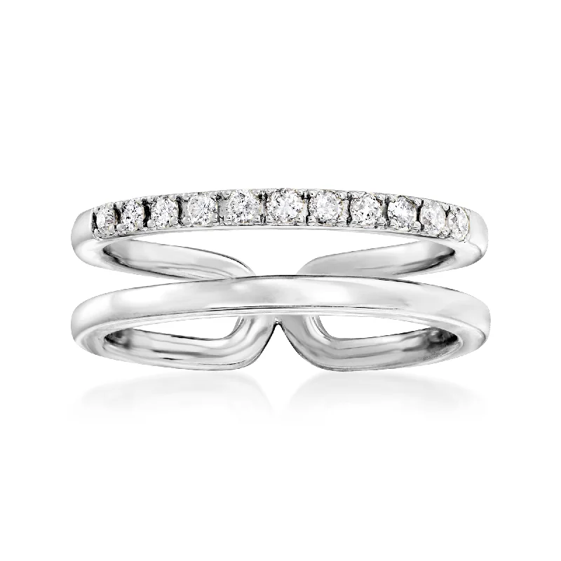 gold engagement rings -Ross-Simons Diamond Open-Space Double-Band Ring in Sterling Silver