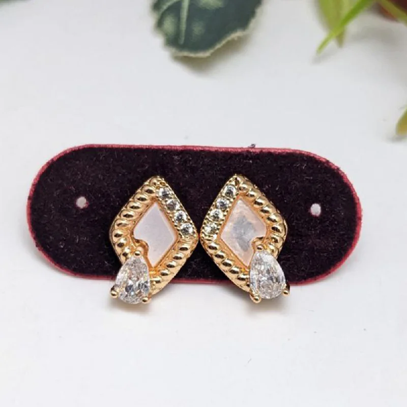 geometric earrings for women -Aamrapali  Gold  Plated  American  Diamond  Stud   Earrings