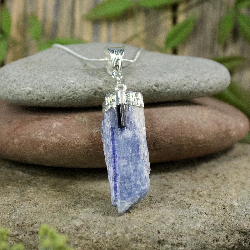 necklace sets for women -Kyanite with Black Tourmaline Necklace