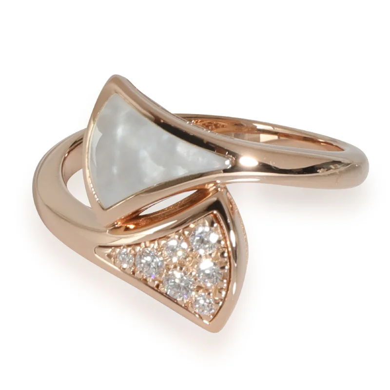 gold engagement rings -BVLGARI Diva's Dream Mother Of Pearl Ring in 18k Yellow Gold 0.08 CTW