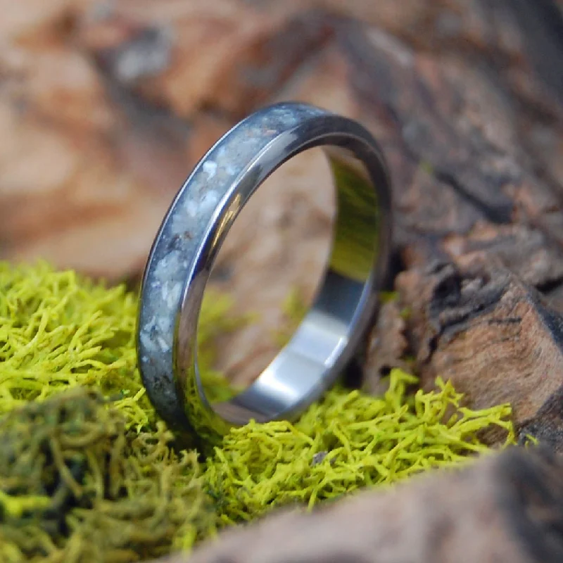 handmade wedding rings -St. Pete's Florida | Men's St. Pete's Florida Beach Sand & Titanium Wedding Ring