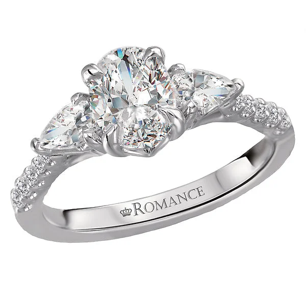 simple engagement rings -3 Stone Semi-Mount Diamond Ring