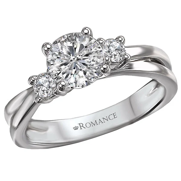 engagement rings with baguette diamonds -3-Stone Semi-Mount Diamond Ring