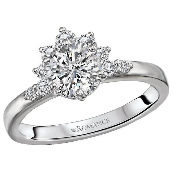 trendy round-cut engagement rings -Halo Semi-Mount Diamond Ring