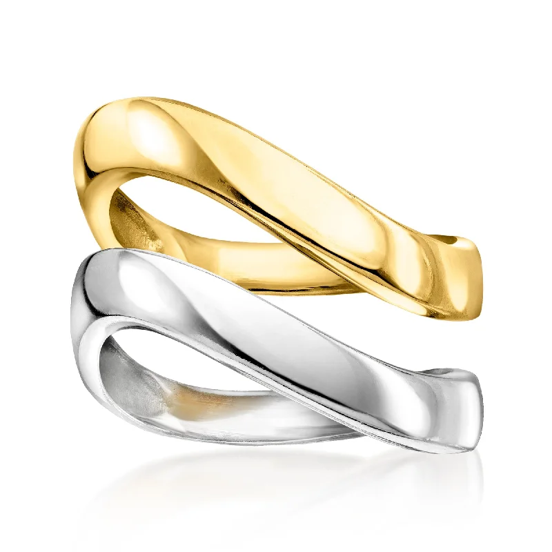 platinum engagement rings -RS Pure by Ross-Simons 18kt Gold Vermeil and Sterling Silver Jewelry Set: 2 Wavy Rings