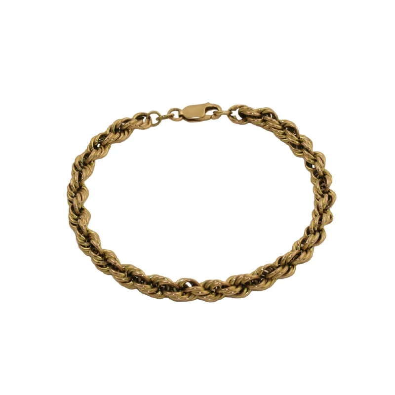 handcrafted bangles -Classic 14k Gold x 6mm Rope Braid Chain Bracelet