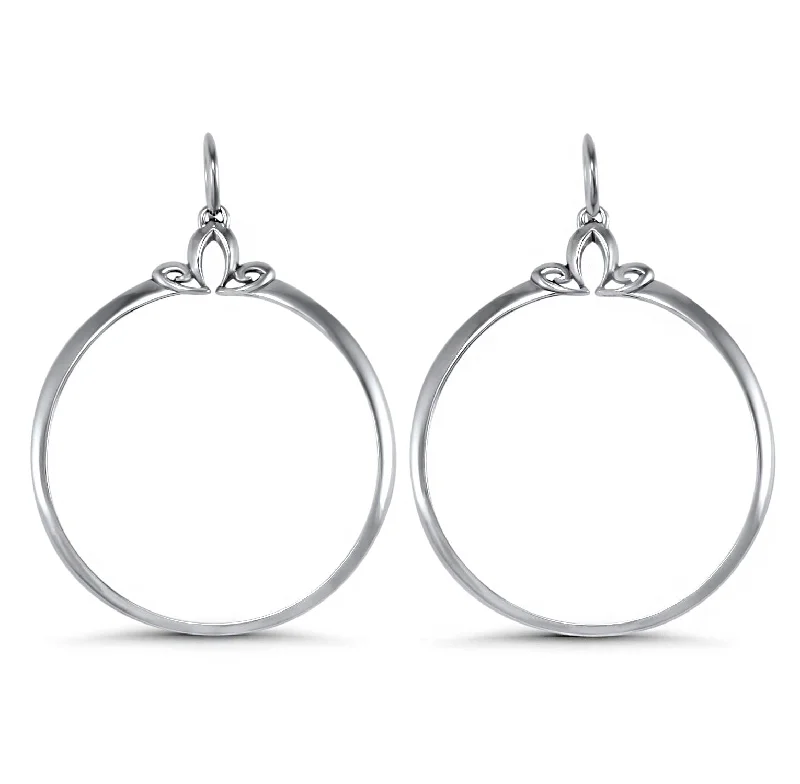 glamorous earrings for evening wear -Portrait Hoop Earring 48mm - Sterling Silver