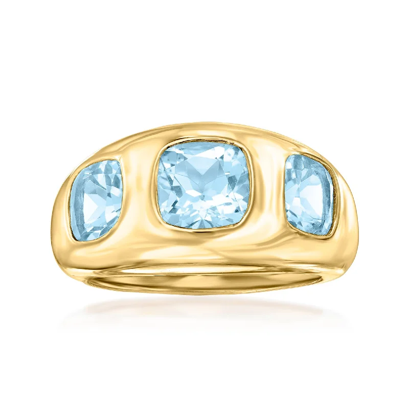 women engagement rings -Ross-Simons Sky Blue Topaz 3-Stone Ring in 18kt Gold Over Sterling