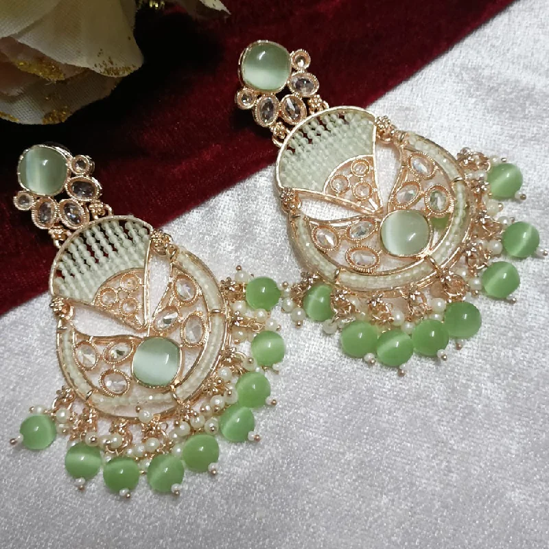 unique hoop earrings -Exotica Collection Rose Gold  Plated Crystal And Pearl  Dangler Earrings