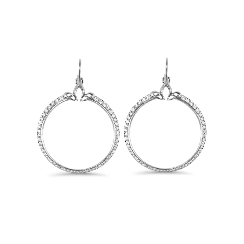 beautiful pearl earrings -Portrait Pavé Hoop Earring 1.5" - Sterling Silver + CZ Blanc