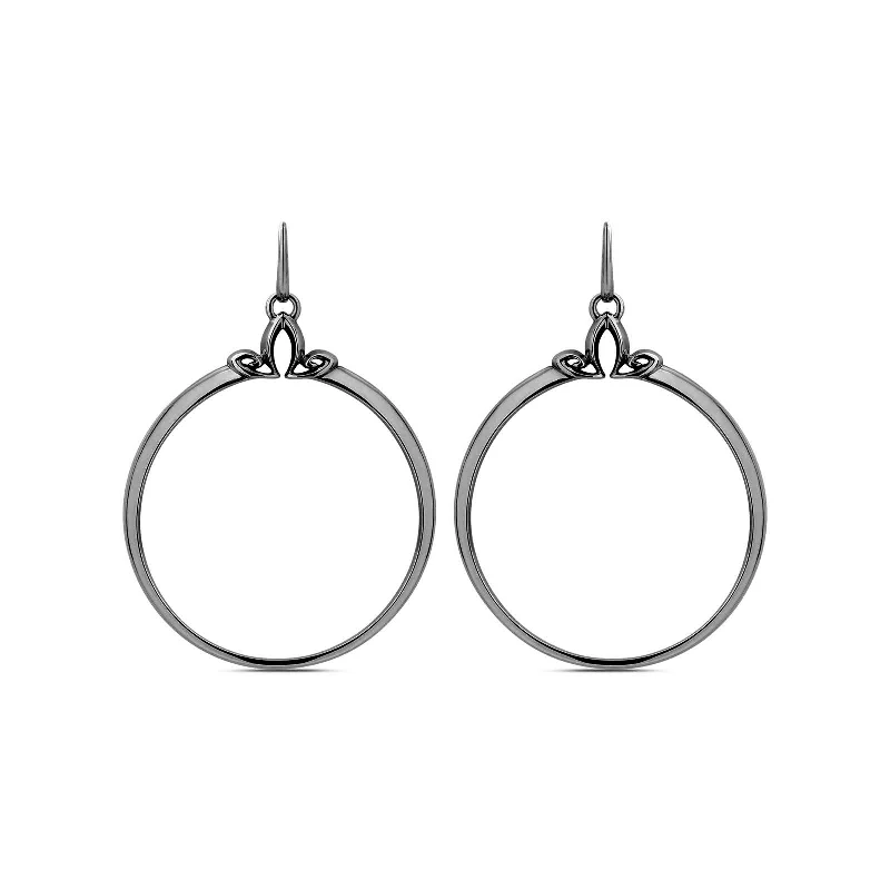 holiday earrings for women -Portrait Hoop Earring 38mm - Black Ruthenium Vermeil