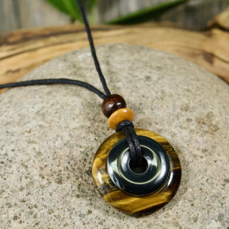 matching necklaces for couples -Hematite and Tiger's Eye Destiny Duo