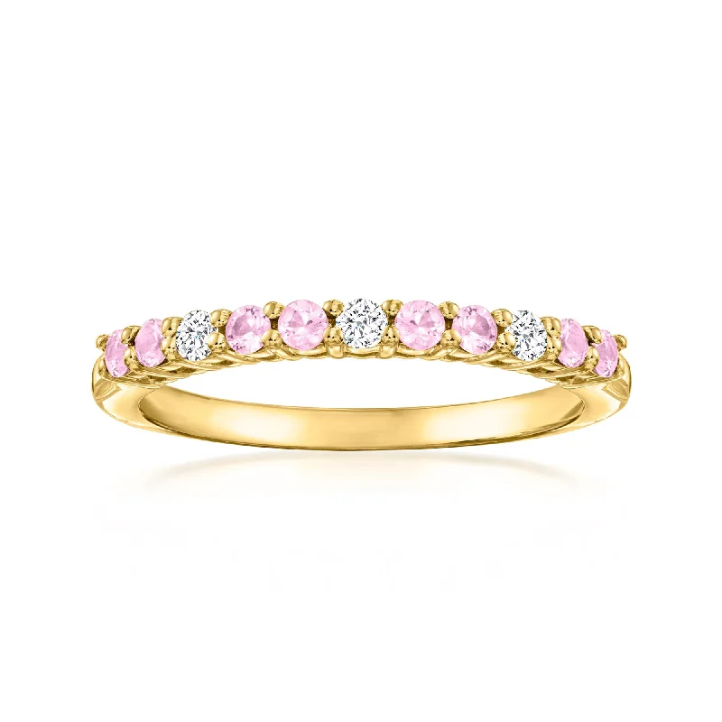 stunning engagement rings -Ross-Simons Pink Sapphire Ring With Diamonds in 18kt Gold Over Sterling