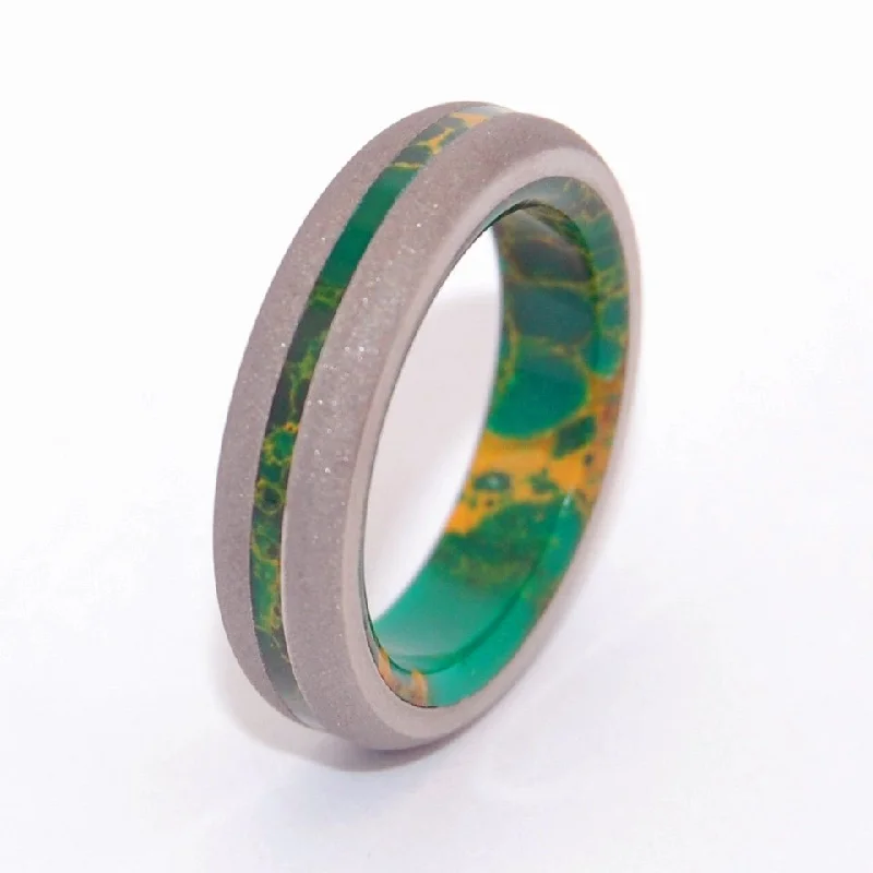 men’s rings -Bird Of Paradise | Men's Egyptian Jade & Titanium Wedding Ring