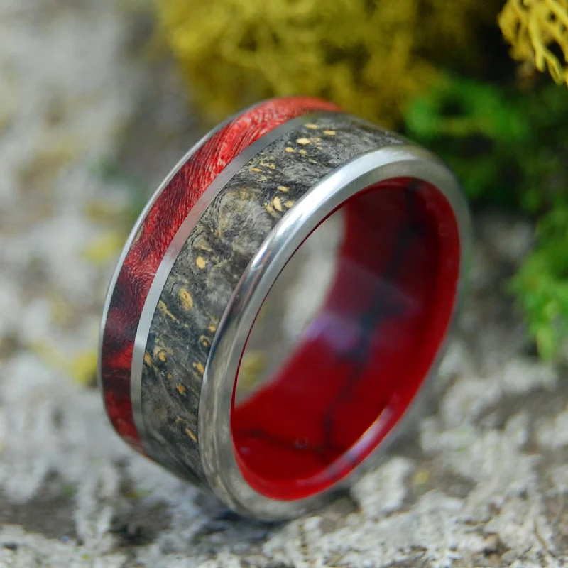 custom-designed rings -Already Destined | Men's Box Elder Wood, Jasper Stone & Titanium Wedding Ring