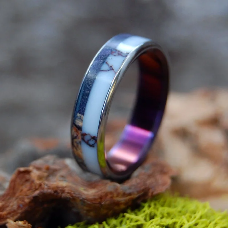 solitaire diamond rings -Wild & Purple | Men's Purple Box Elder, Wild Horse Jasper & Titanium Wedding Ring