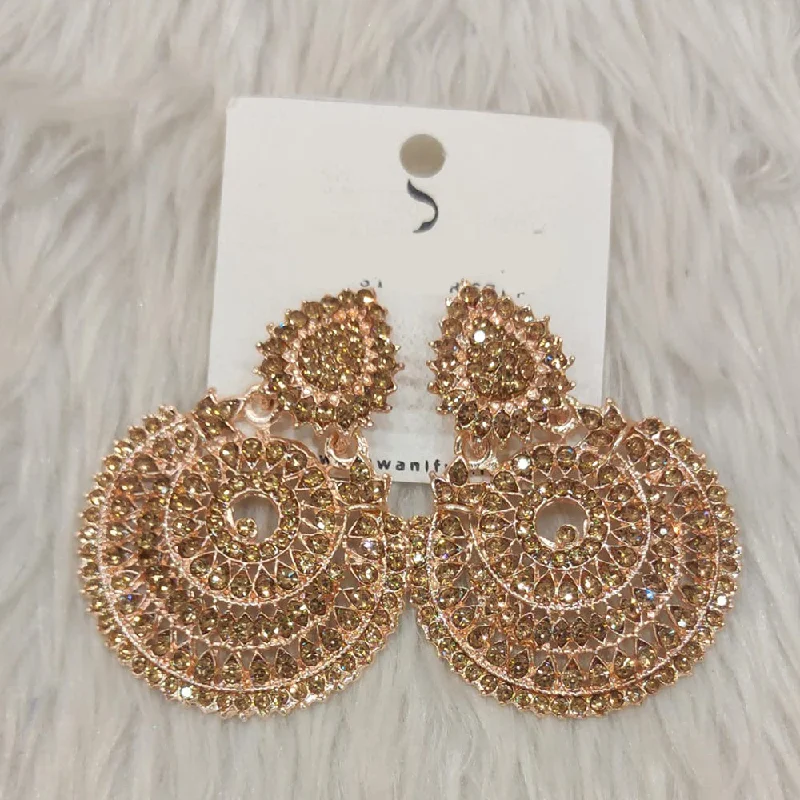 women’s chandelier earrings -Dhwani Rose Gold Plated Austrian Stone Dangler Earrings