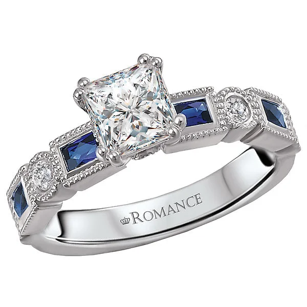 modern designer engagement rings -Sapphire and Diamond Semi-Mount Ring