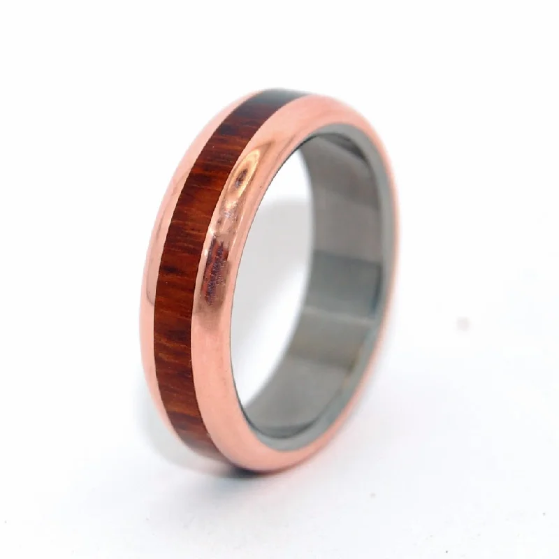 minimalist rings for women -Copper Wood Triumph | Men's Snake Wood, Copper & Titanium Wedding Ring