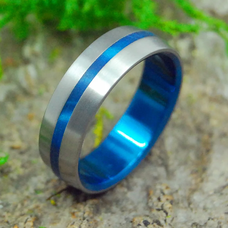 luxury gemstone rings -Inspired By Blue | Men's Opalescent Resin & Titanium Wedding Ring