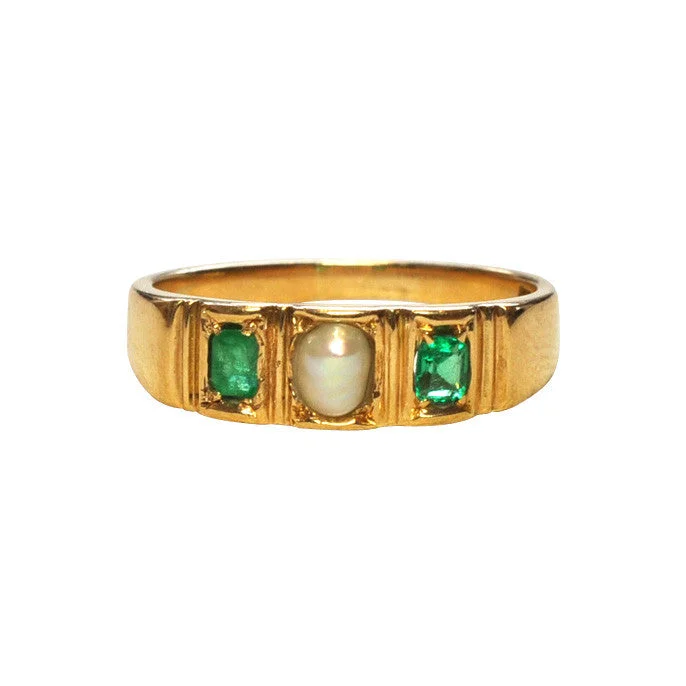 colorful bangles for women -Pearl & Emerald Ring