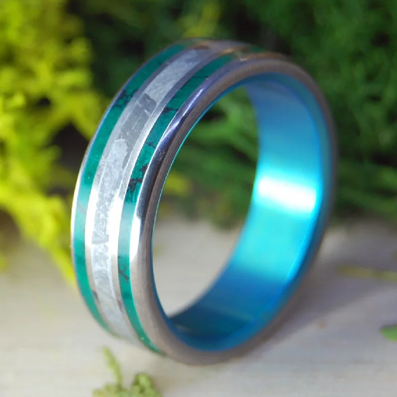 trendy women’s rings -Jade Knight | Men's Meteorite, Imperial Jade & Titanium Wedding Ring