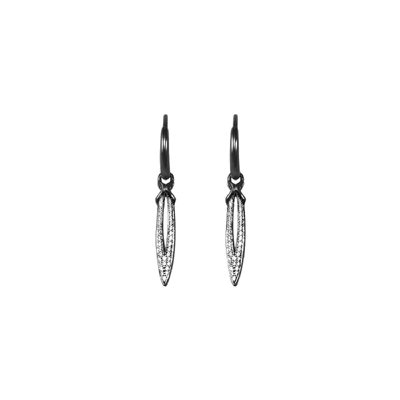 luxury earring sets -Stiletto Pavé Earring Mini - Black Ruthenium Vermeil + CZ Blanc