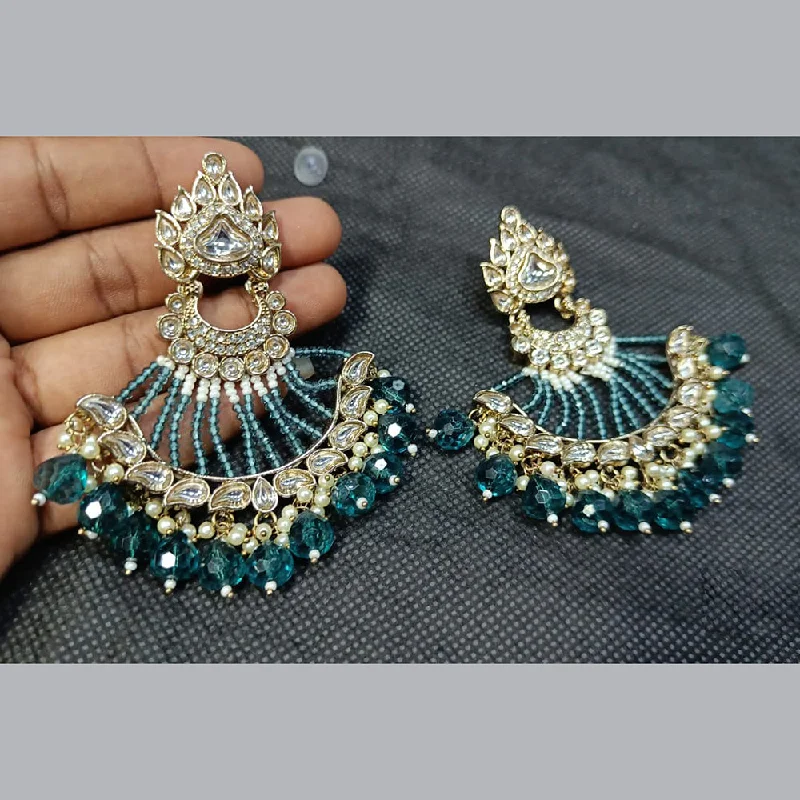 simple gold earrings -Rani Sati Jewels Gold Plated Kundan Stone And Pearl Dangler Earrings