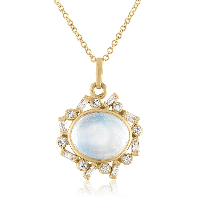 elegant crystal necklaces -Jubilee Moonstone and Diamond Pendant