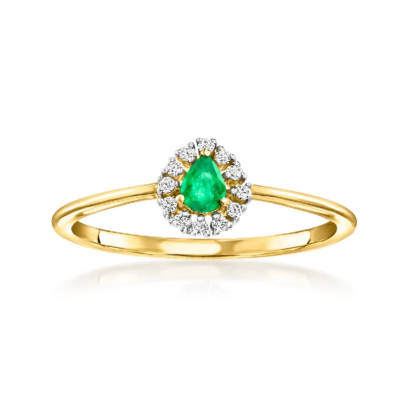 engagement rings with colored sapphires -Canaria Emerald Ring With Diamonds in 10kt Yellow Gold