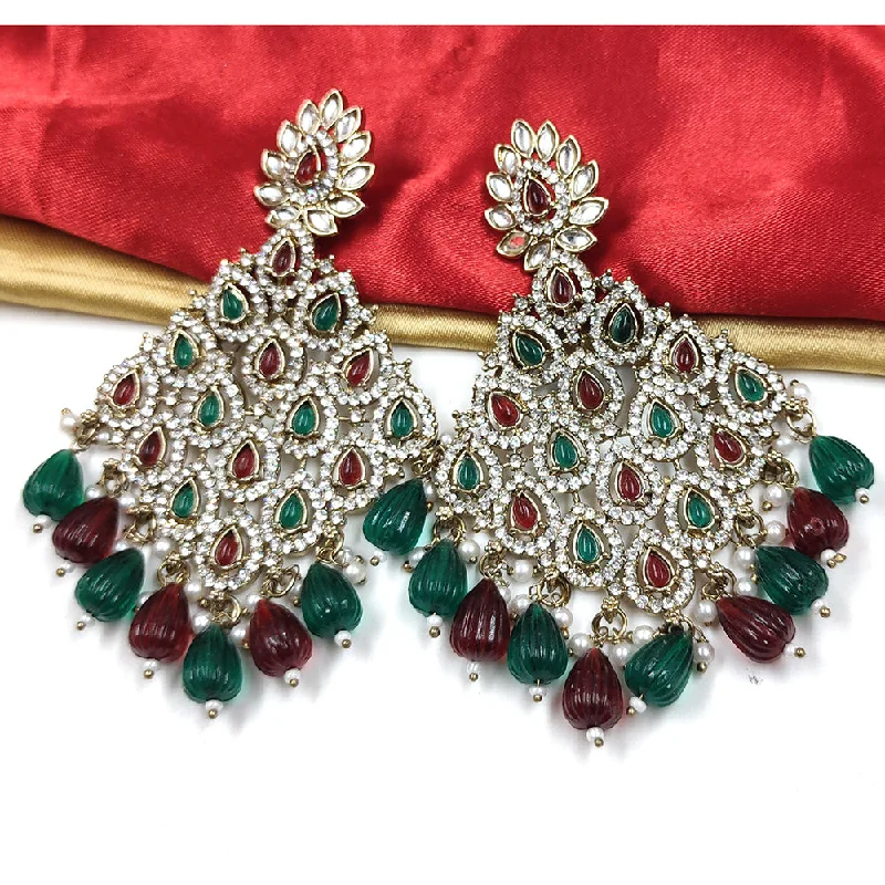 vintage style earrings for women -Gehana Mahal Gold Plated Austrian Stone And Beads Dangler Earrings