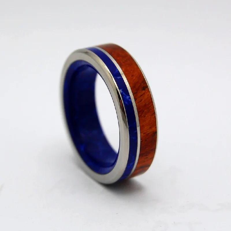 women’s signet rings -By The Lake | Men's Amboyna Burl Wood, Sodalite Stone & Titanium Wedding Ring