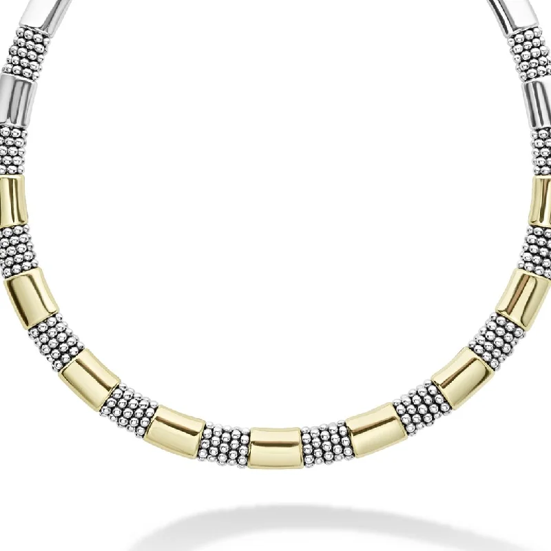 boho chic necklaces -High Bar 18K Gold Station Caviar Necklace | 12mm