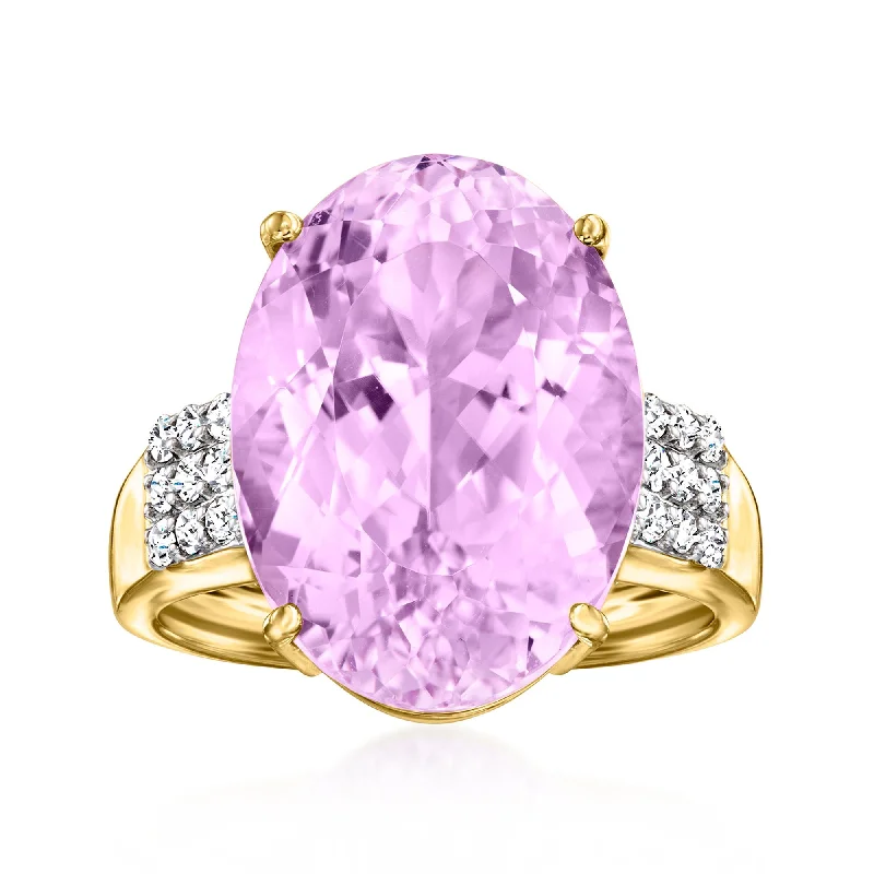 cushion cut engagement rings -Ross-Simons Kunzite Ring With . Diamonds in 14kt Yellow Gold