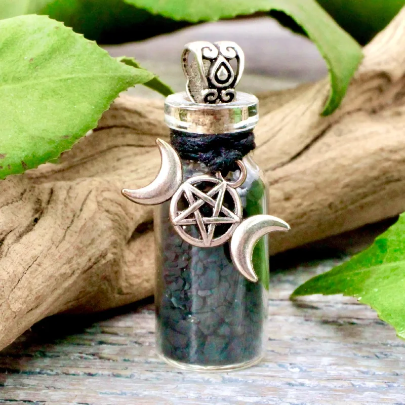 necklaces for evening dresses -Shungite Purification and Healing Spell Jar Necklace