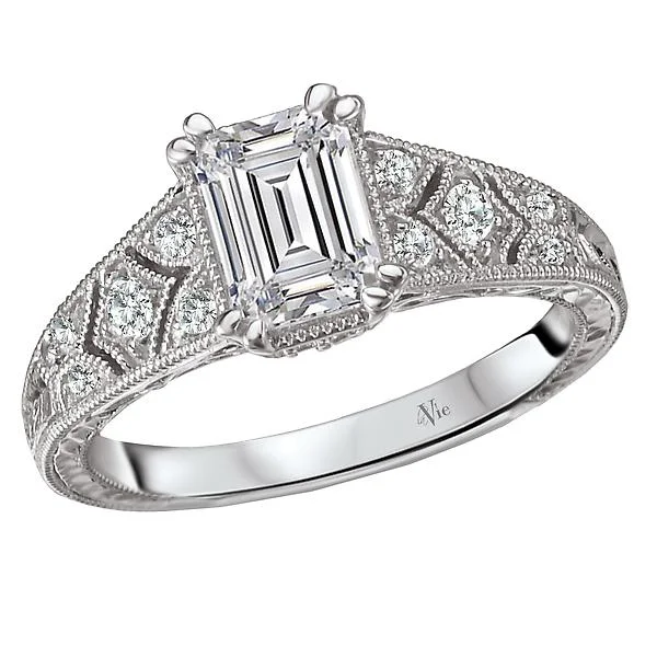 trendy sapphire engagement rings -Vintage Semi-Mount Diamond Ring