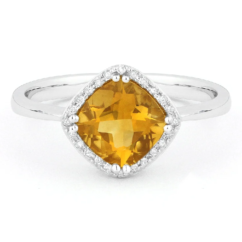 engagement rings with colored sapphires -14K White Gold,citrine Ring