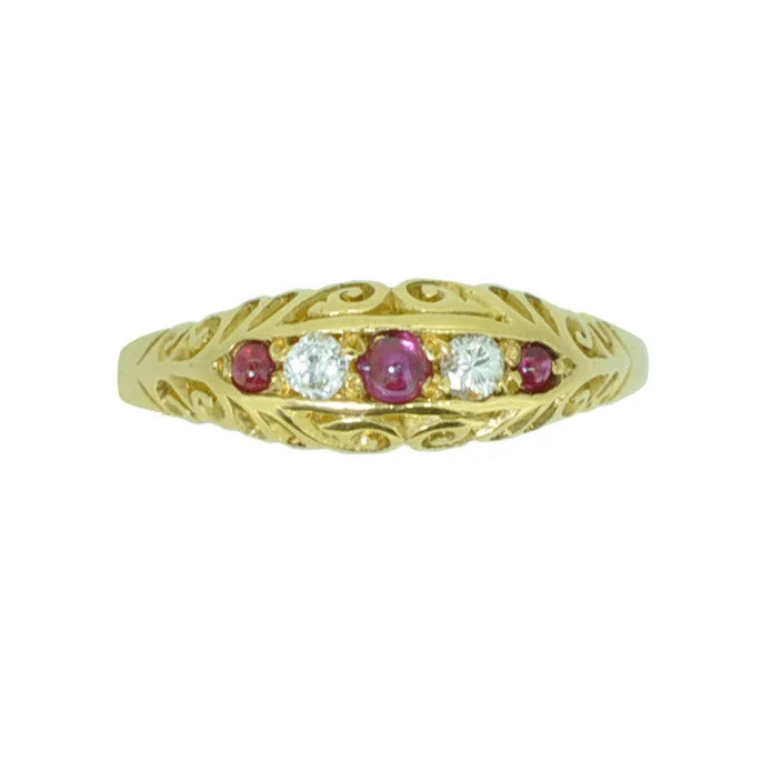 gold-plated bracelet bangles -18ct Victorian Diamond & Cabochon Ruby Ring