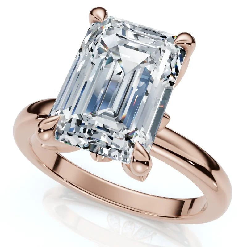 affordable halo engagement rings -2.05Ct Emerald Cut Certified Diamond Hidden Petal Engagement Ring Gold Lab Grown