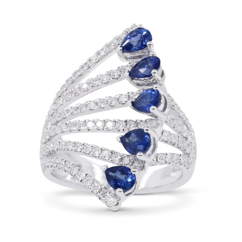 women’s engagement rings with sapphires -14K White Gold,sapphire Ring