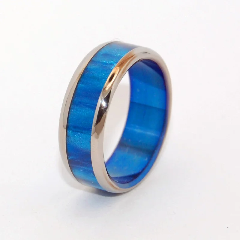 silver rings for women -Rounded Bluebird | Men's Blue & Titanium Wedding Ring