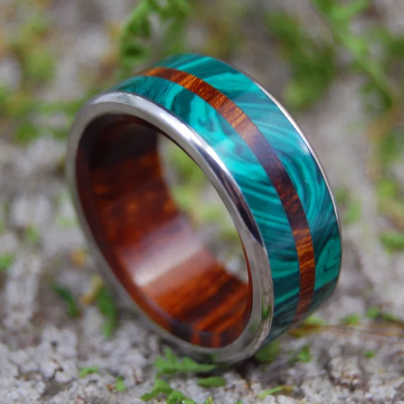 solitaire diamond rings -In The Midst Of Malachite | Men's Desert Ironwood, Malachite Stone & Titanium Wedding Ring