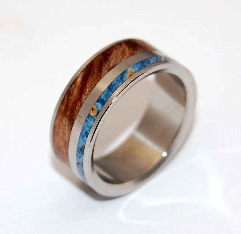 sapphire rings for women -Earth By Water | Men's Maple Wood, Blue Box Elder Wood & Titanium Wedding Ring