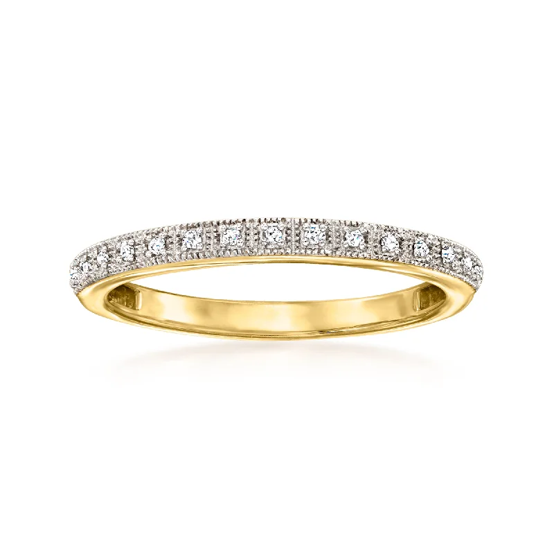 engagement rings with pink diamonds -Ross-Simons Diamond-Accented Milgrain Ring in 18kt Gold Over Sterling