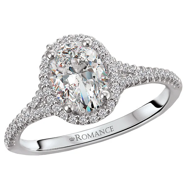 oval engagement rings for women -Halo Semi-Mount Diamond Ring