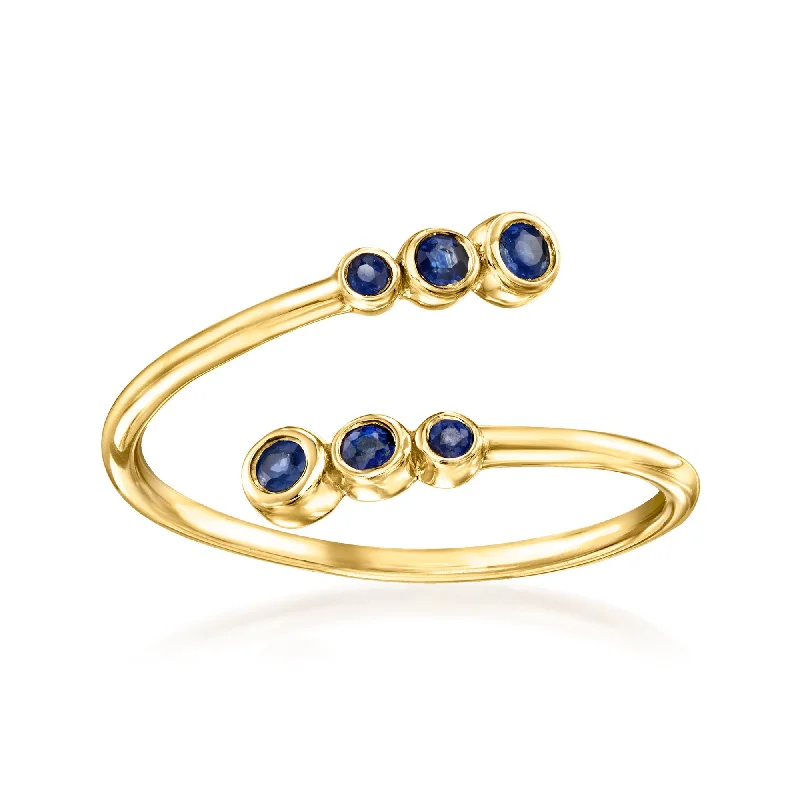 engagement rings with personalized engraving -Canaria Sapphire Bypass Ring in 10kt Yellow Gold