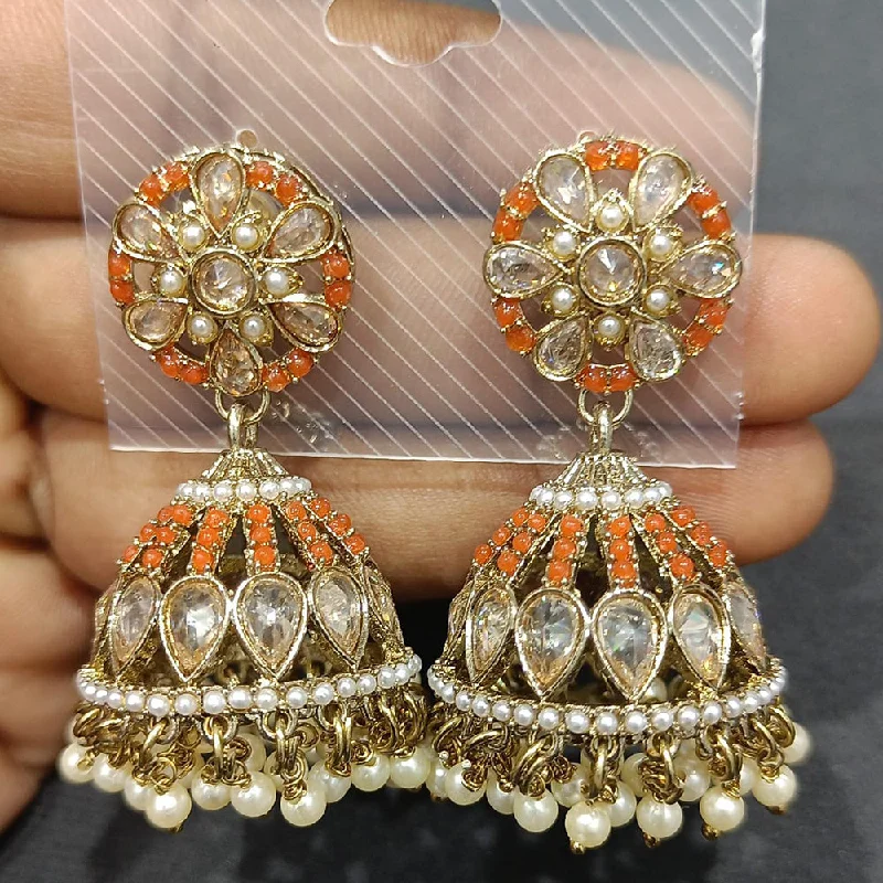 gorgeous dangling earrings -Rani Sati Jewels Gold Plated Crystal Stone Jhumki Earrings