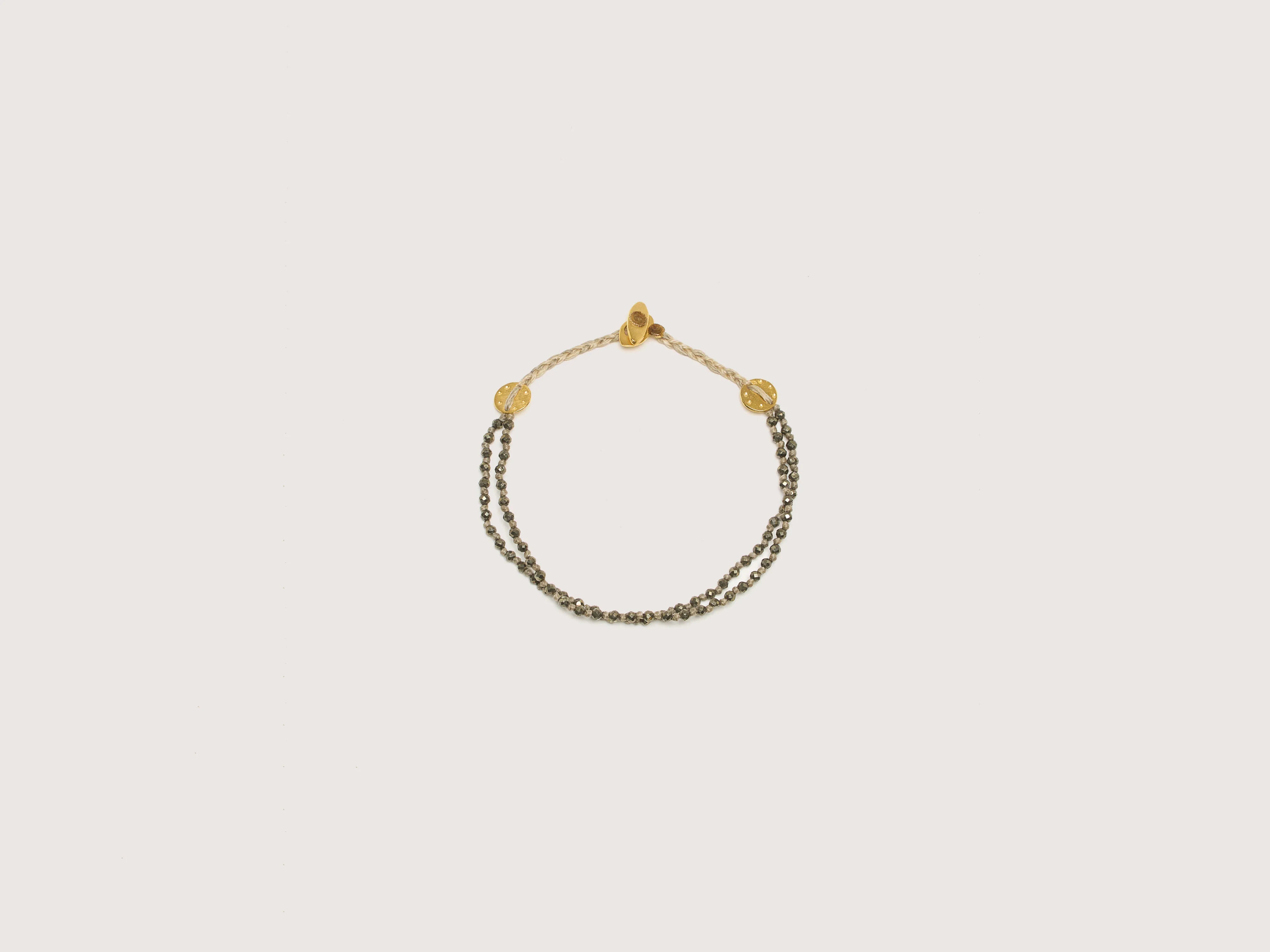 simple silver bracelets -Double Strand Pyrite Bracelet (242 / W / GOLD)