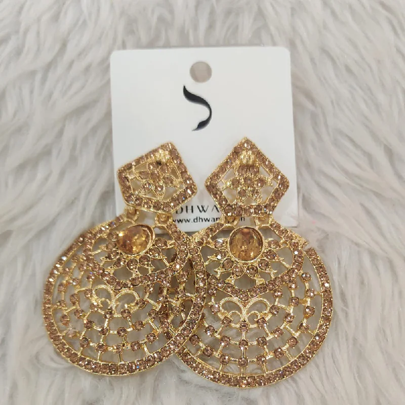 women’s chandelier earrings -Dhwani Gold Plated Austrian Stone Dangler Earrings